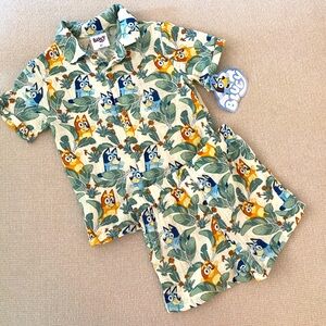 NWT Bluey shirt & shorts linen set
